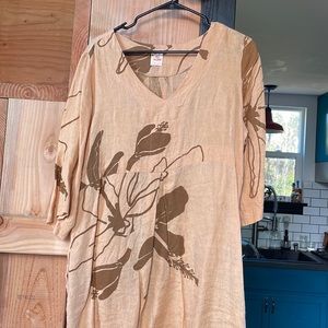 Kealopiko All Aloha linen dress in Pua Aloalo *imperfect